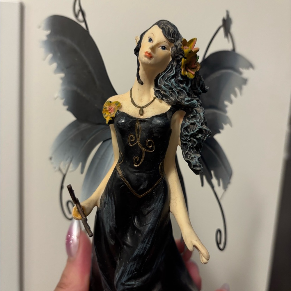 Elegant Black Fairy Pisces Figurine